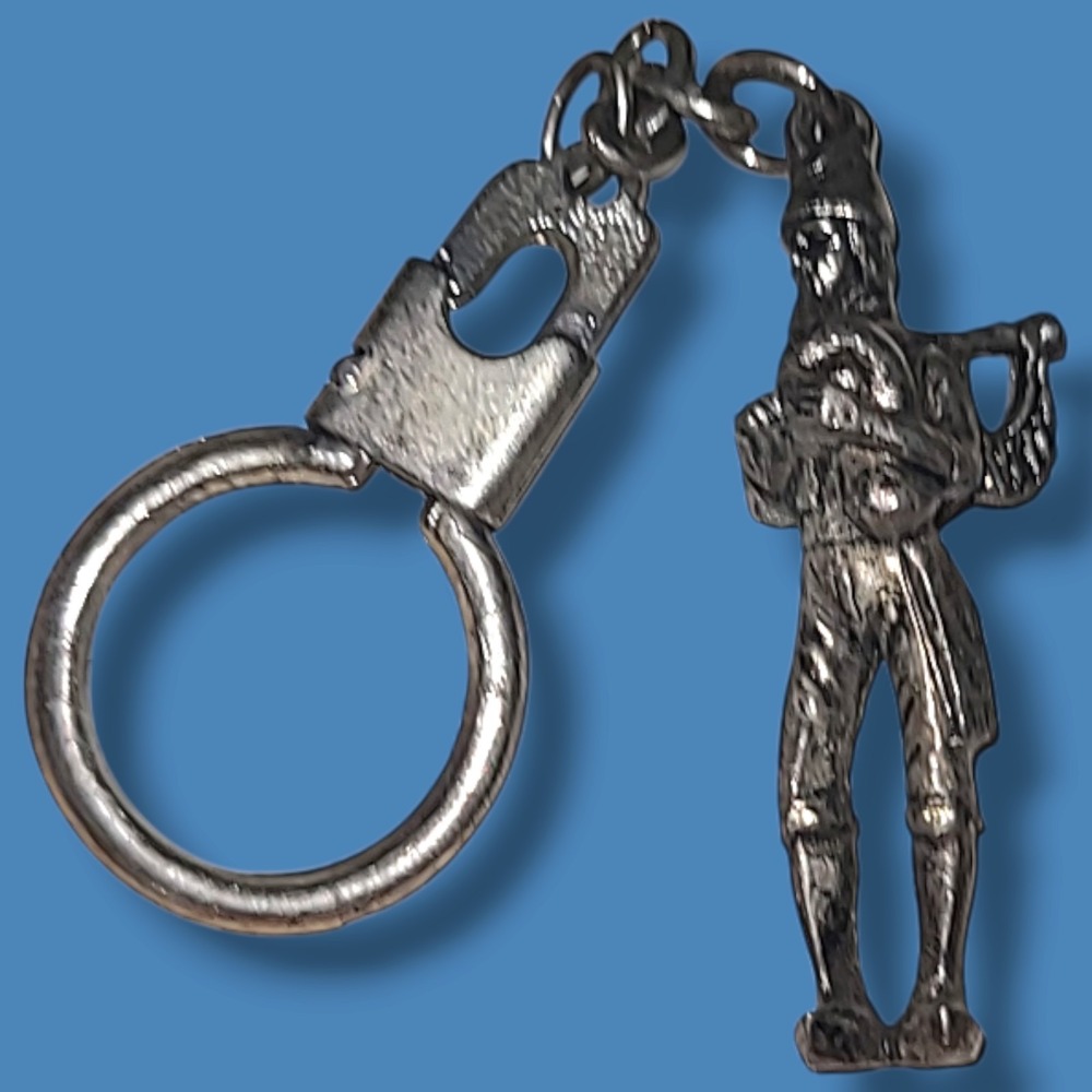 Vintage Pewter Miniature Bagpipe Player Keychain Scotland